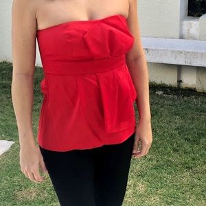 Trina Turk Strapless Red Top